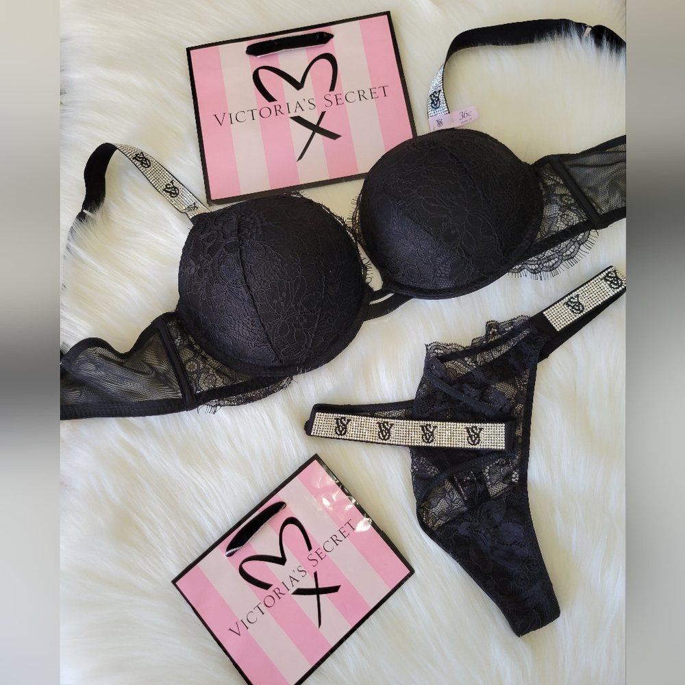 ✨️SOLD✨️💝Victoria's Secret Shine Strap Bra and Panty Set 36C/M💝 - Picture 3 of 9